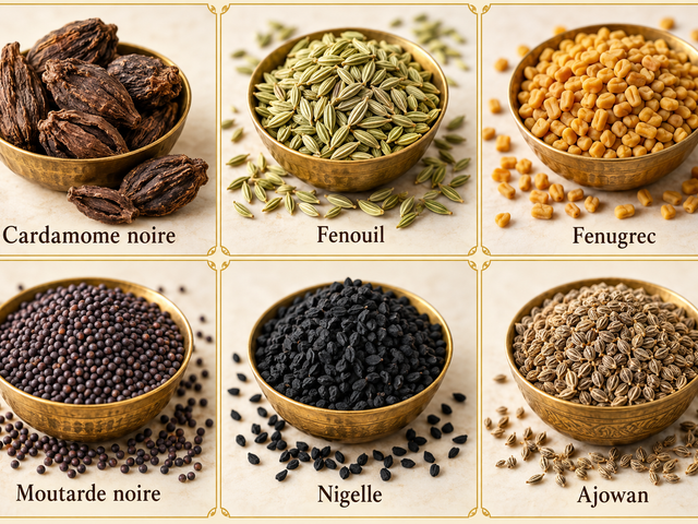 TAJ MAHAL LA ROCHE Cardamome noire, fenouil, fenugrec, moutarde, nigelle et ajowan
